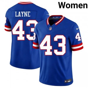 NY Giants Raheem Layne #43 Women Licensed Football Stitched Jersey - Royal Throwback Edition 35134363