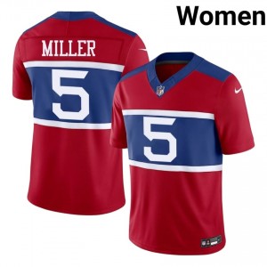 #5 Ryan Miller New York Giants Women Limited Football Stitched Jersey - Red Edition 15426727