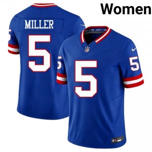 Giants Ryan Miller #5 Women Original Football Stitch Jersey - Royal Throwback Edition 32904513