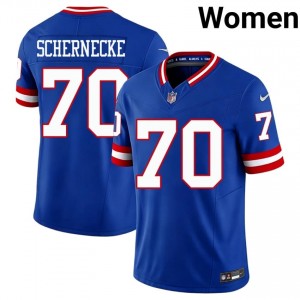 NY Giants Ryan Schernecke #70 Women Premium Football Stitched Jersey - Royal Throwback Edition 69726795