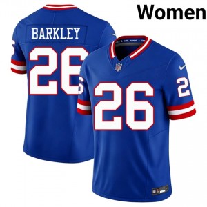 Giants Saquon Barkley #26 Women Moisture Wicking Football Stitch Jersey - Royal Throwback Edition 11535891