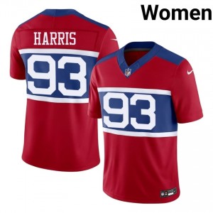 #93 Shelby Harris New York Giants Women Moisture Wicking Football Stitched Jersey - Red Edition 86108393
