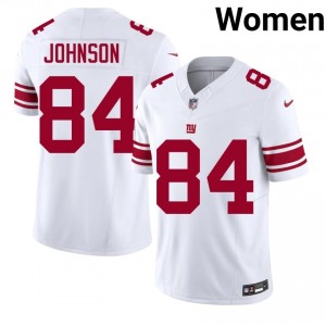 NY Giants Theo Johnson #84 Women Player Football Stitch Jersey - White Edition 77714756