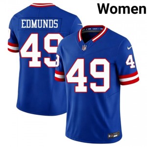 NYG Tremaine Edmunds #49 Women Original Football Sewn Jersey - Royal Throwback Edition 50564129