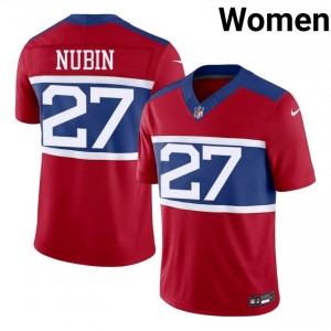 #27 Tyler Nubin New York Giants Women Licensed Football Stitched Jersey - Red Edition 42398837