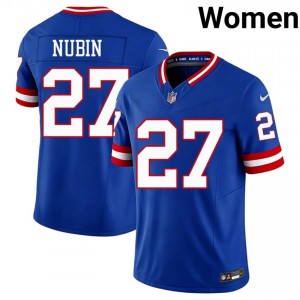 Giants Tyler Nubin #27 Women Classic Football Stitch Jersey - Royal Throwback Edition 28892274