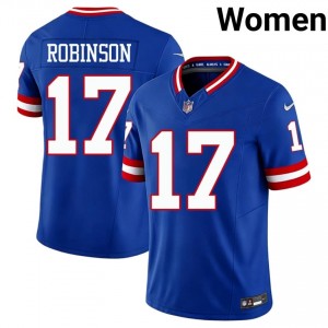 NYG Wan'Dale Robinson #17 Women Pro Cut Football Sewn Jersey - Royal Throwback Edition 67300335