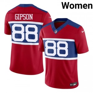 #88 Xavier Gipson New York Giants Women Elite Thread Football Embroidery Jersey - Red Edition 72795427