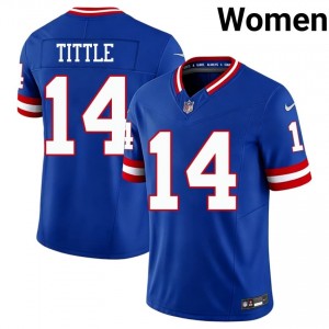 Big Blue Y.A. Tittle #14 Women Elite Thread Football Embroidery Jersey - Royal Throwback Edition 35578611