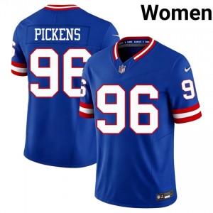 NY Giants Zacch Pickens #96 Women Authentic Football Stitch Jersey - Royal Throwback Edition 17241607