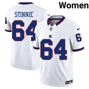 Aaron Stinnie New York Giants #64 Women Elite Thread Football Stitched Throwback Jersey - White Edition 98835837