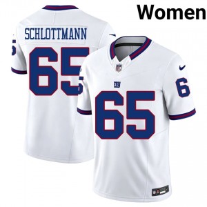 Austin Schlottmann NYG #65 Women Limited Football Sewn Throwback Jersey - White Edition 80085756
