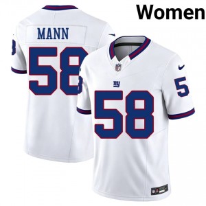 Ben Mann Giants #58 Women Player Football Stitch Throwback Jersey - White Edition 35381926