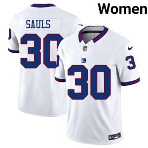 Ben Sauls New York Giants #30 Women Premium Football Stitched Throwback Jersey - White Edition 16510953