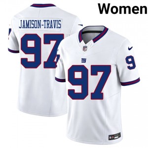 Bobby Jamison-Travis NY Giants #97 Women Premium Football Stitch Throwback Jersey - White Edition 79294546