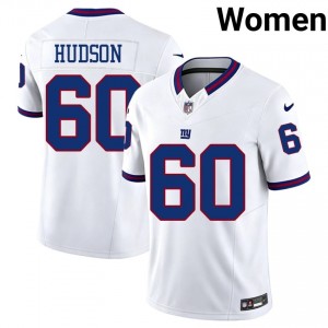 Bryan Hudson Big Blue #60 Women Professional Football Embroidery Throwback Jersey - White Edition 59026994
