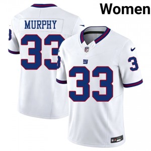 Caleb Murphy NYG #33 Women NFL Football Sewn Throwback Jersey - White Edition 73622063
