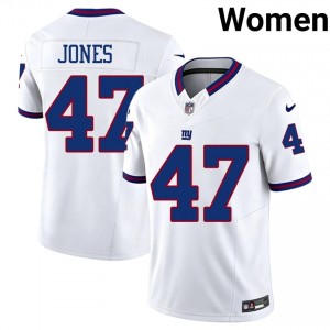 Cam Jones NY Giants #47 Women Essential Football Stitched Throwback Jersey - White Edition 65383795