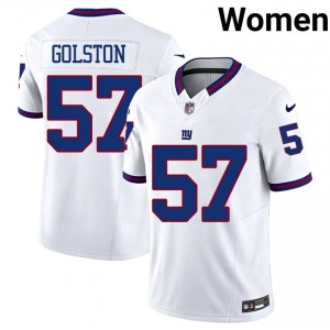 Chauncey Golston NYG #57 Women Elite Thread Football Sewn Throwback Jersey - White Edition 20857947