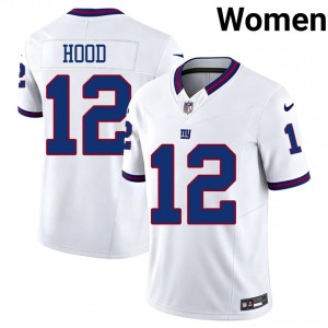 Colton Hood NYG #12 Women Original Football Sewn Throwback Jersey - White Edition 52162145