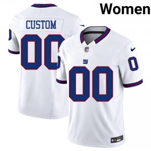 Custom Giants #00 Women NFL Football Stitch Throwback Jersey - White Edition 72179899