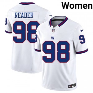 DJ Reader NY Giants #98 Women Iconic Football Stitch Throwback Jersey - White Edition 96411627