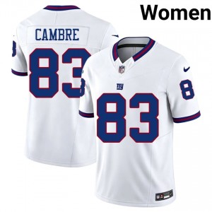 Dalen Cambre NY Giants #83 Women Authentic Football Stitched Throwback Jersey - White Edition 23056931