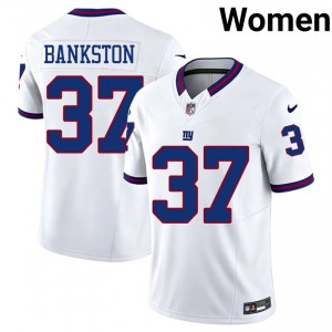 Damon Bankston New York Giants #37 Women Professional Football Stitched Throwback Jersey - White Edition 26882623