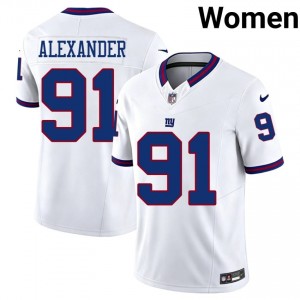 Darius Alexander NY Giants #91 Women Iconic Football Stitched Throwback Jersey - White Edition 98787253