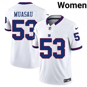 Darius Muasau Giants #53 Women Premium Football Stitch Throwback Jersey - White Edition 11039766