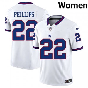 Dru Phillips NYG #22 Women Authentic Football Sewn Throwback Jersey - White Edition 91738256