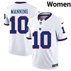 Eli Manning NYG #10 Women Essential Football Sewn Throwback Jersey - White Edition 83675439