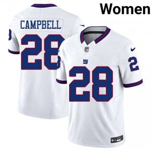 Elijah Campbell Giants #28 Women Gameday Football Stitch Throwback Jersey - White Edition 96740426