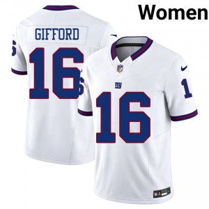 Frank Gifford NY Giants #16 Women Elite Thread Football Stitched Throwback Jersey - White Edition 88577153