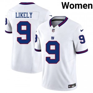 Isaiah Likely New York Giants #9 Women Authentic Football Embroidery Throwback Jersey - White Edition 23141253