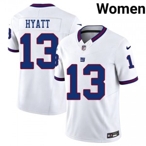 Jalin Hyatt New York Giants #13 Women Limited Football Stitched Throwback Jersey - White Edition 72343206