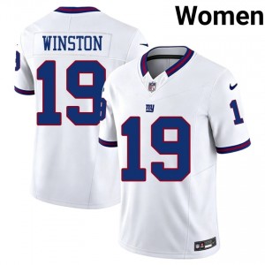 Jameis Winston New York Giants #19 Women Original Football Stitched Throwback Jersey - White Edition 79859742