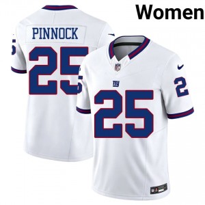 Jason Pinnock New York Giants #25 Women Player Football Stitched Throwback Jersey - White Edition 42796385
