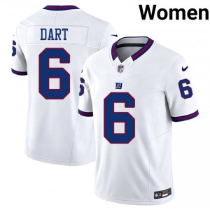 Jaxson Dart NY Giants #6 Women Pro Cut Football Stitch Throwback Jersey - White Edition 32844496