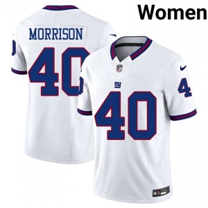 Joe Morrison Big Blue #40 Women Player Football Embroidery Throwback Jersey - White Edition 78816063