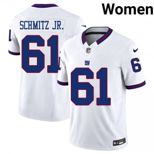 John Michael Schmitz Jr. New York Giants #61 Women Essential Football Embroidery Throwback Jersey - White Edition 37790704