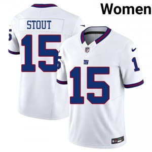 Jordan Stout NY Giants #15 Women Authentic Football Stitch Throwback Jersey - White Edition 61191890