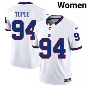 Josh Tupou NYG #94 Women Moisture Wicking Football Sewn Throwback Jersey - White Edition 36645146