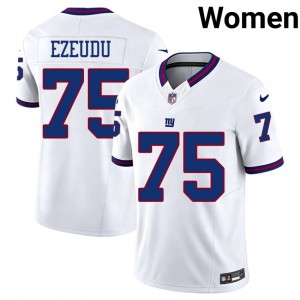Joshua Ezeudu NYG #75 Women Premium Football Sewn Throwback Jersey - White Edition 21296624