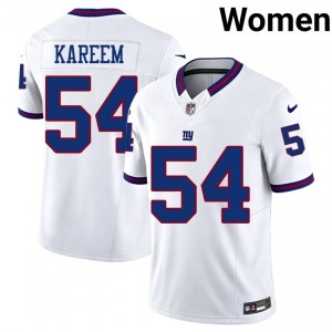 Khalid Kareem NYG #54 Women Classic Football Sewn Throwback Jersey - White Edition 62904524