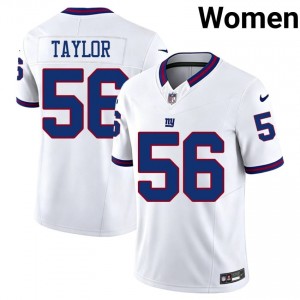 Lawrence Taylor Big Blue #56 Women Durable Football Embroidery Throwback Jersey - White Edition 39551224