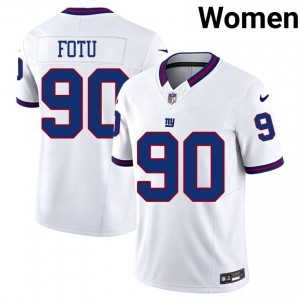 Leki Fotu NY Giants #90 Women Exclusive Football Stitched Throwback Jersey - White Edition 17091914