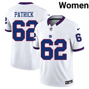 Lucas Patrick NY Giants #62 Women Licensed Football Stitched Throwback Jersey - White Edition 82330979