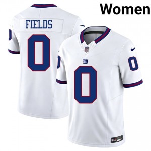 Malachi Fields NY Giants #0 Women Durable Football Stitch Throwback Jersey - White Edition 19720031