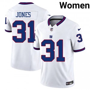 Nic Jones Giants #31 Women Durable Football Stitch Throwback Jersey - White Edition 66202440